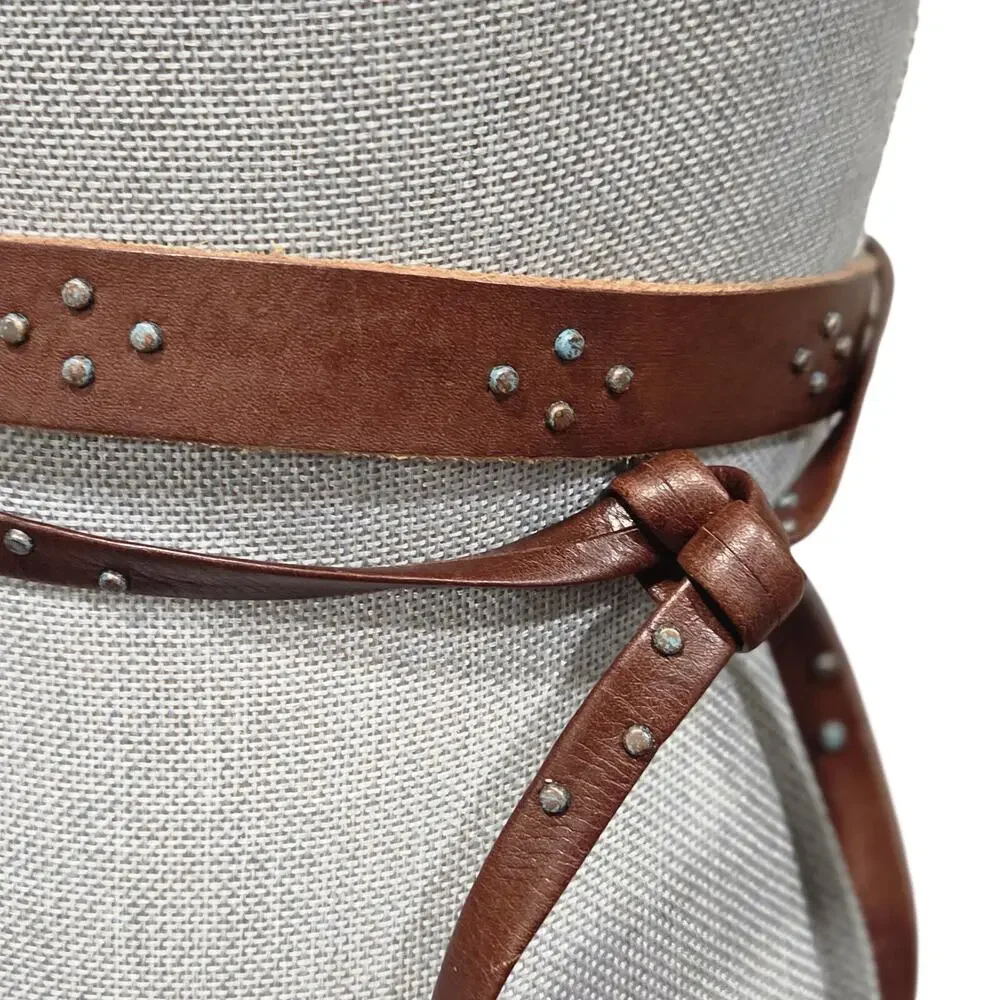 Amsterdam Heritage Studded Leather Wrap Belt | Boho Western Brown | 95.5